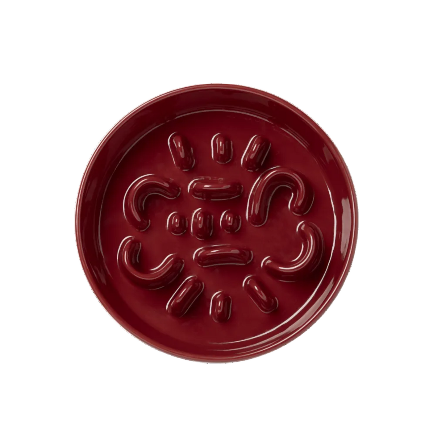 Slow Feeder Circular Bone Shaped Grooved Bowl